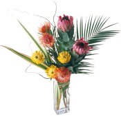 pincushion and latifolia protea bouquet